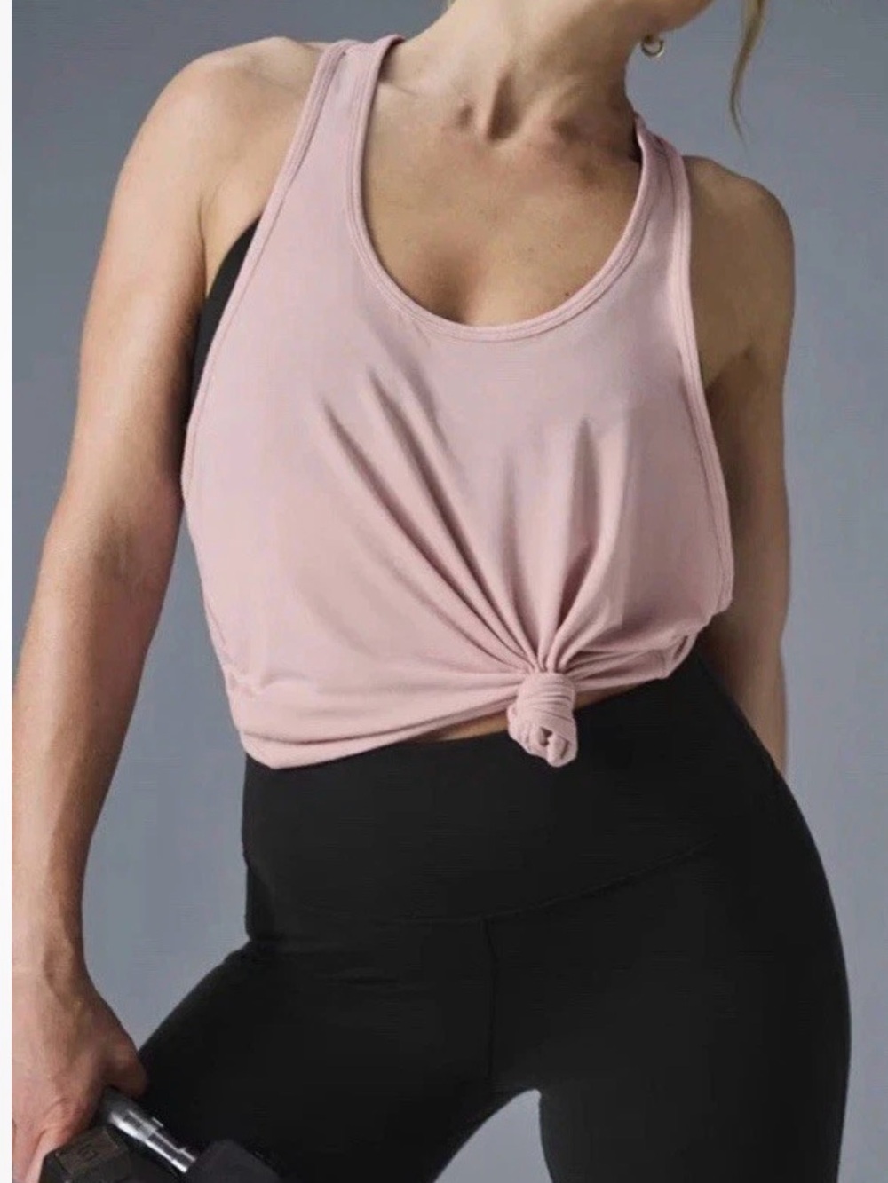 ALO Yoga Light Pink Knot-Front Racerback Tank